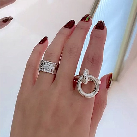 Ball Charm Sterling Silver Bangle Bracelet Ring Set - Picture 14 of 14